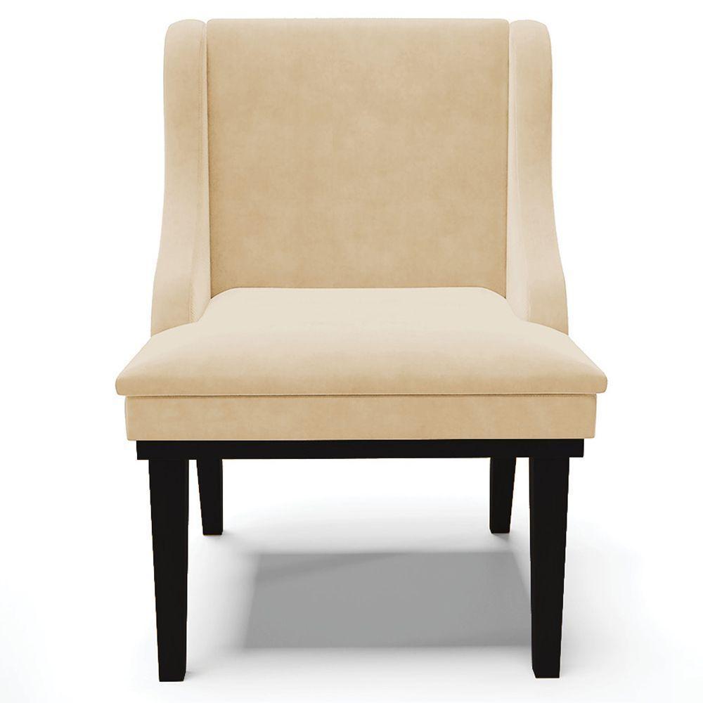 Kit 4 Cadeiras Decorativas Sala De Jantar Base Fixa De Madeira Firenze Suede Bege/preto G19 - 5