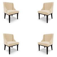 Kit 4 Cadeiras Decorativas Sala De Jantar Base Fixa De Madeira Firenze Suede Bege/preto G19 - 1
