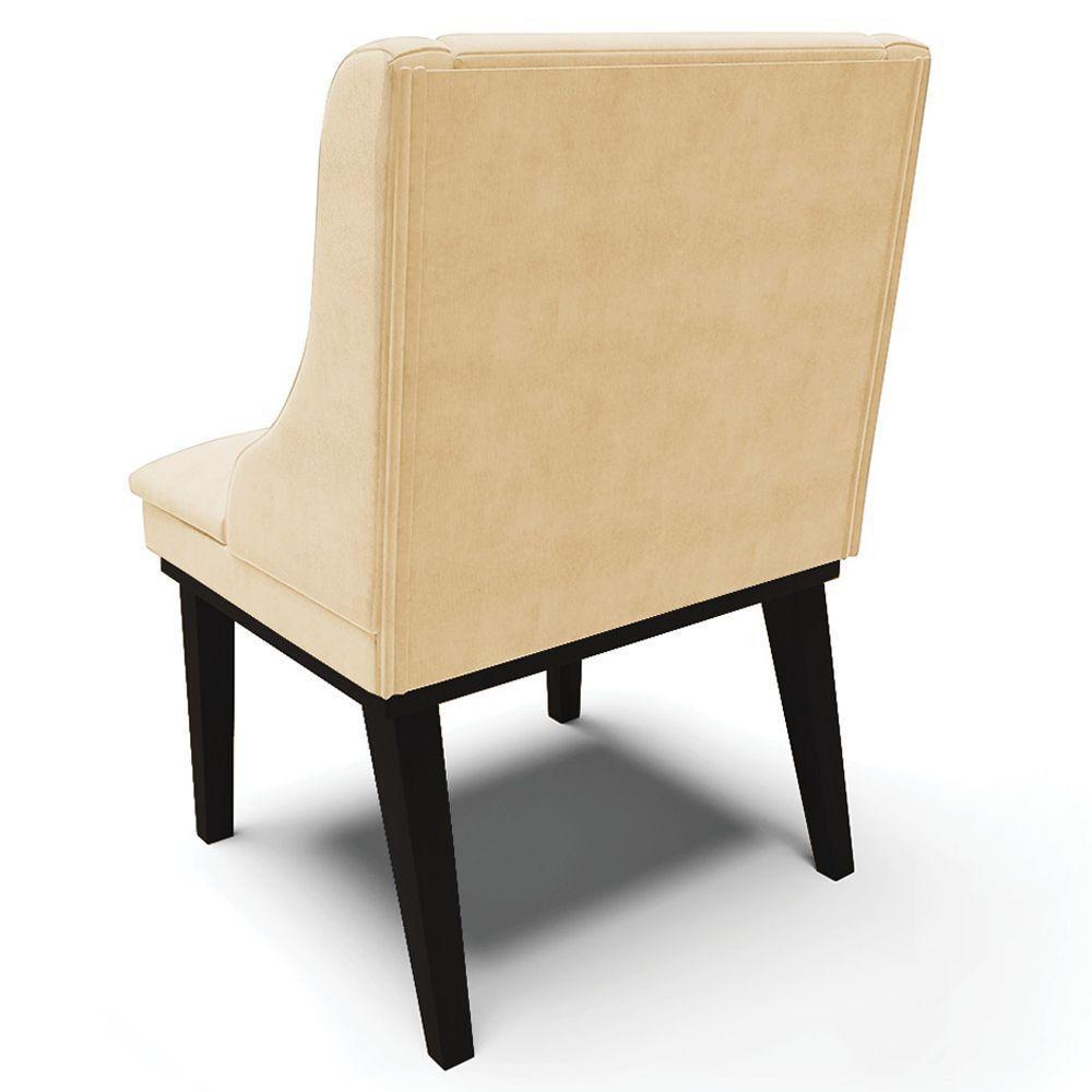 Cadeira Decorativa Sala De Jantar Base Fixa De Madeira Firenze Suede Bege/preto G19 - Gran Belo - 4