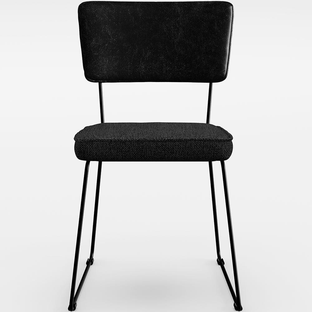 Kit 06 Cadeiras L02 Couríssimo Preto Linho Chumbo - 5