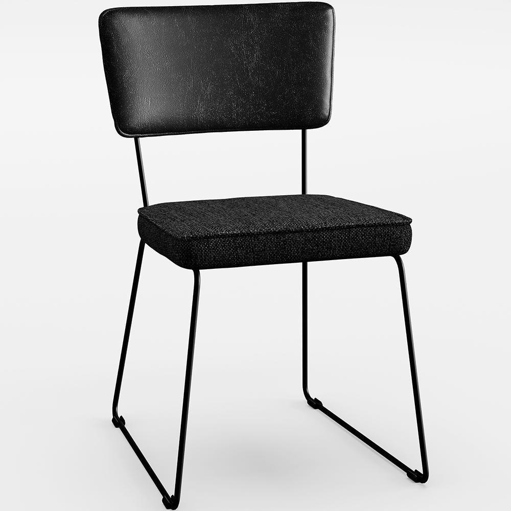 Kit 06 Cadeiras L02 Couríssimo Preto Linho Chumbo - 8