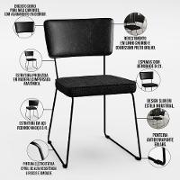 Kit 06 Cadeiras L02 Couríssimo Preto Linho Chumbo - 7