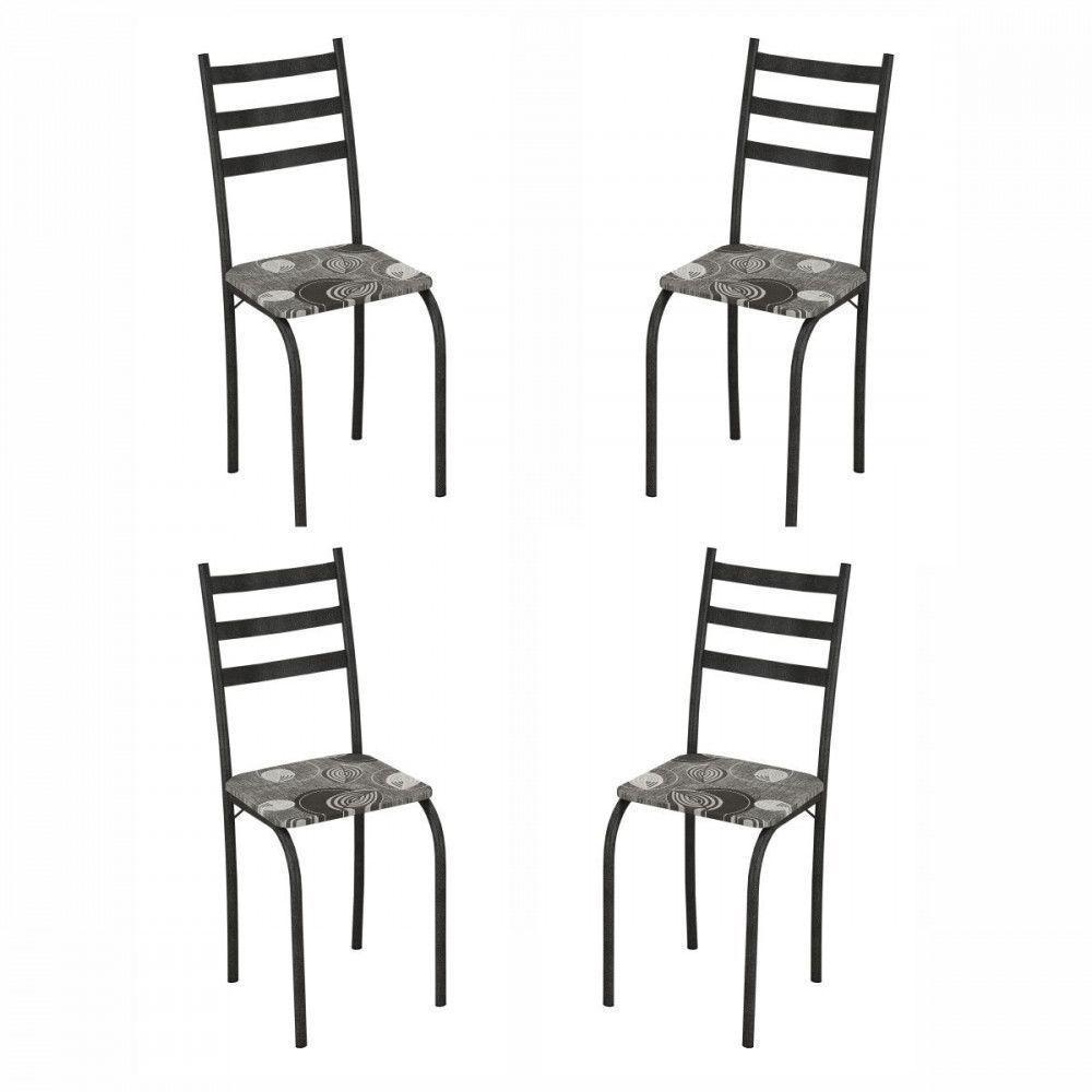 Conjunto Com 4 Cadeiras Maraba Martelado Grafite Assento Paraopeba Teixeira Grafite - 1