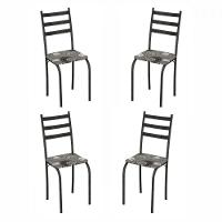 Conjunto Com 4 Cadeiras Maraba Martelado Grafite Assento Paraopeba Teixeira Grafite - 1