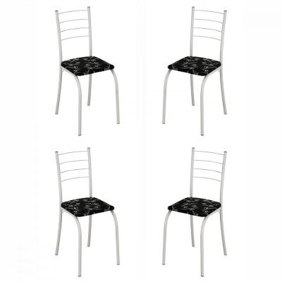 Conjunto De 4 Cadeiras Rio Liso Branco Assento Preto Lirio Teixeira Branco/preto