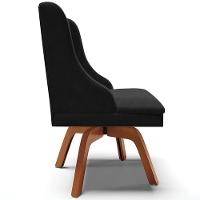 Cadeira Decorativa Sala De Jantar Base Giratória De Madeira Firenze Suede Preto/natural - 2