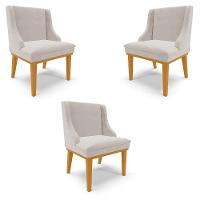 Kit 3 Cadeiras Decorativas Sala De Jantar Base Fixa De Madeira Firenze Veludo Cinza/castanho G19 - 1