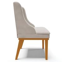 Kit 3 Cadeiras Decorativas Sala De Jantar Base Fixa De Madeira Firenze Veludo Cinza/castanho G19 - 2