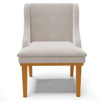 Kit 3 Cadeiras Decorativas Sala De Jantar Base Fixa De Madeira Firenze Veludo Cinza/castanho G19