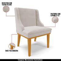 Kit 3 Cadeiras Decorativas Sala De Jantar Base Fixa De Madeira Firenze Veludo Cinza/castanho G19 - 7