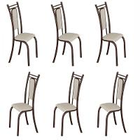 Conjunto Com 6 Cadeiras Paris Marrom Assento Creme Teixeira Marrom Com Creme - 1