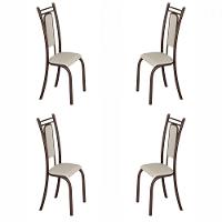 Conjunto Com 4 Cadeiras Paris Marrom Assento Creme Teixeira Marrom Com Creme - 1
