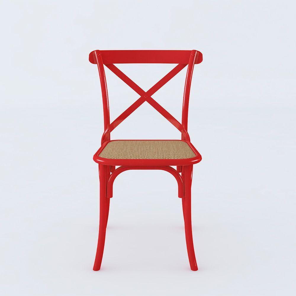 Kit 4 Cadeiras Jantar Vermelha Assento Bege Aço Vermelho - 7