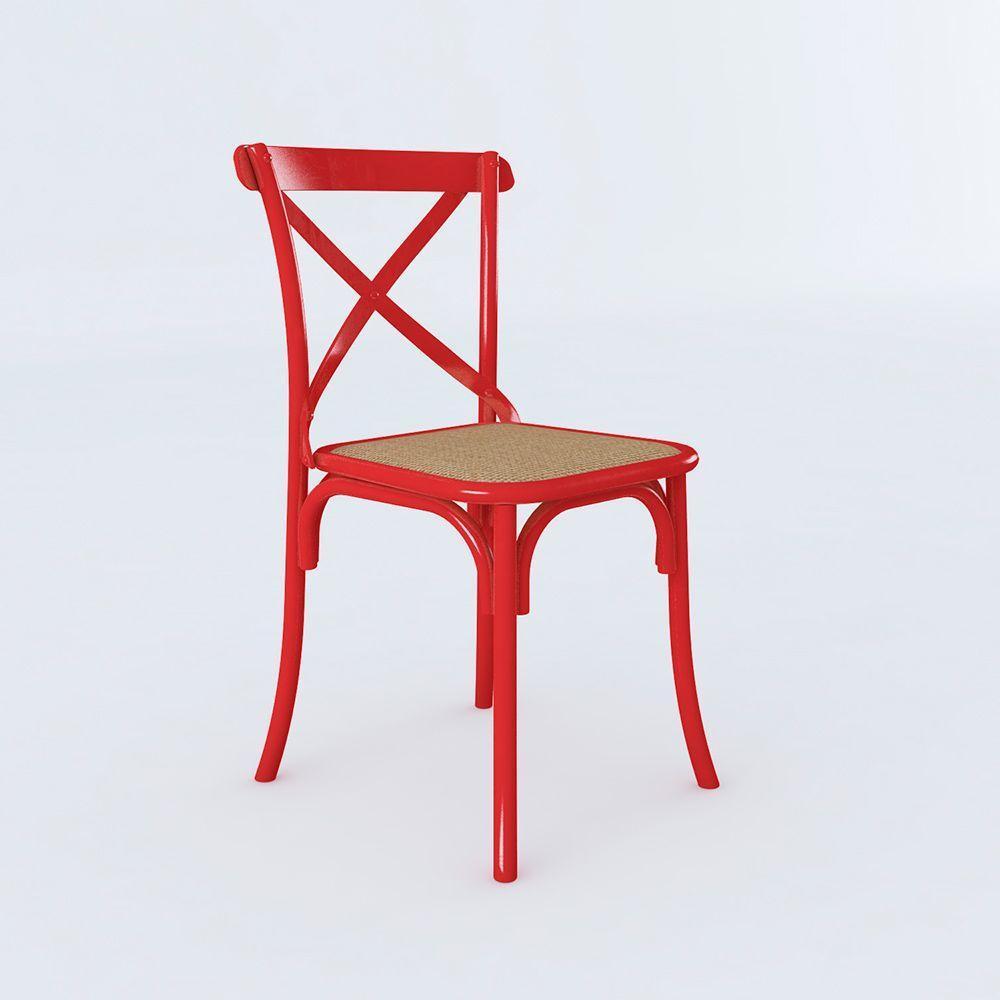 Kit 4 Cadeiras Jantar Vermelha Assento Bege Aço Vermelho - 8