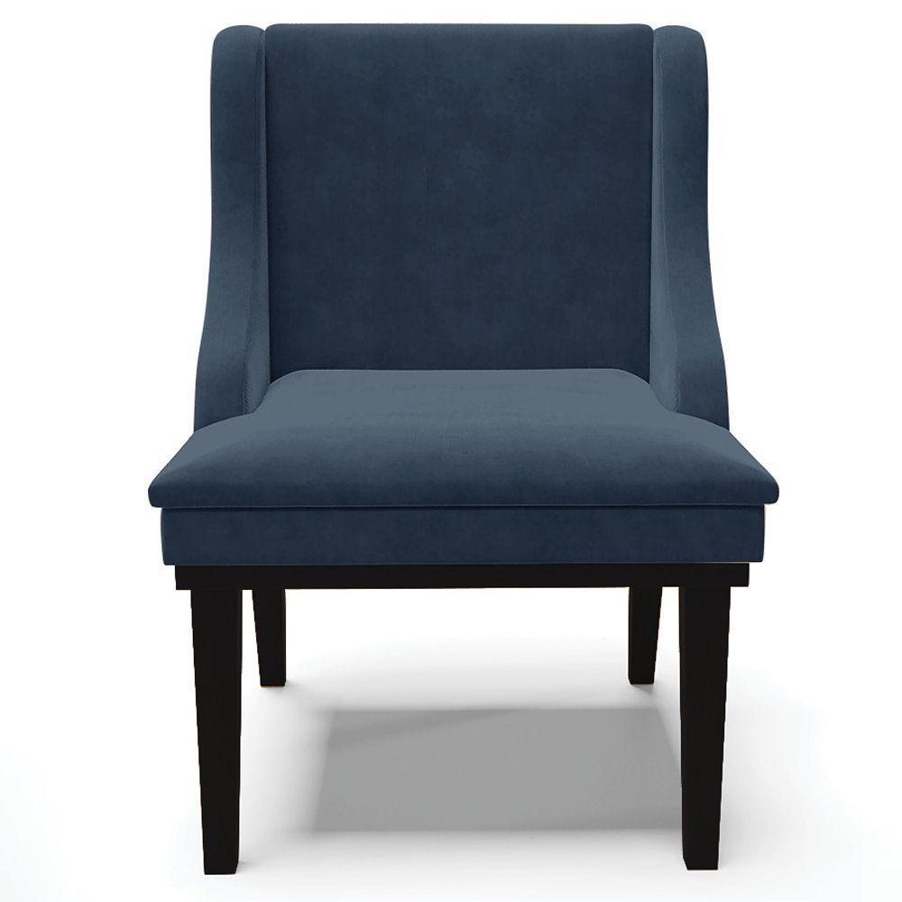 Kit 5 Cadeiras Decorativas Sala De Jantar Base Fixa De Madeira Firenze Suede Azul Marinho/preto G19 - 4