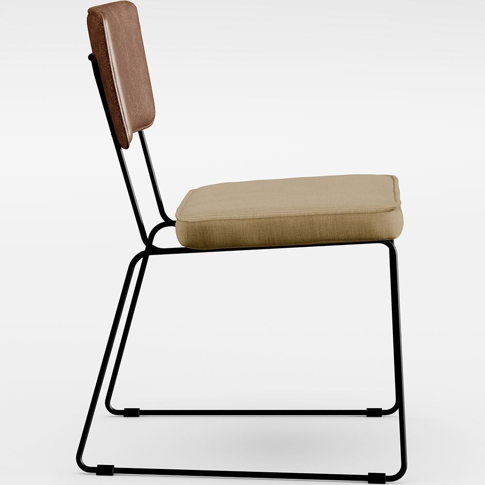 Kit 06 Cadeiras L02 Couríssimo Marrom Linho Bege Escuro - 4