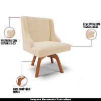 Kit 4 Cadeiras Decorativas Sala De Jantar Base Giratória De Madeira Firenze Suede Bege/natural - 13