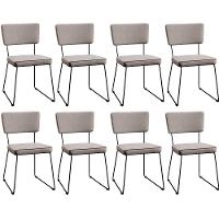 Kit 08 Cadeiras Estofada Para Sala De Jantar Base Aço Bege - 1