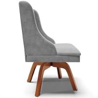 Cadeira Decorativa Sala De Jantar Base Giratória De Madeira Firenze Suede Cinza/natural - 2