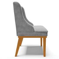 Kit 5 Cadeiras Decorativas Sala De Jantar Base Fixa De Madeira Firenze Suede Cinza/castanho G19 - 2