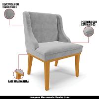 Kit 5 Cadeiras Decorativas Sala De Jantar Base Fixa De Madeira Firenze Suede Cinza/castanho G19 - 7