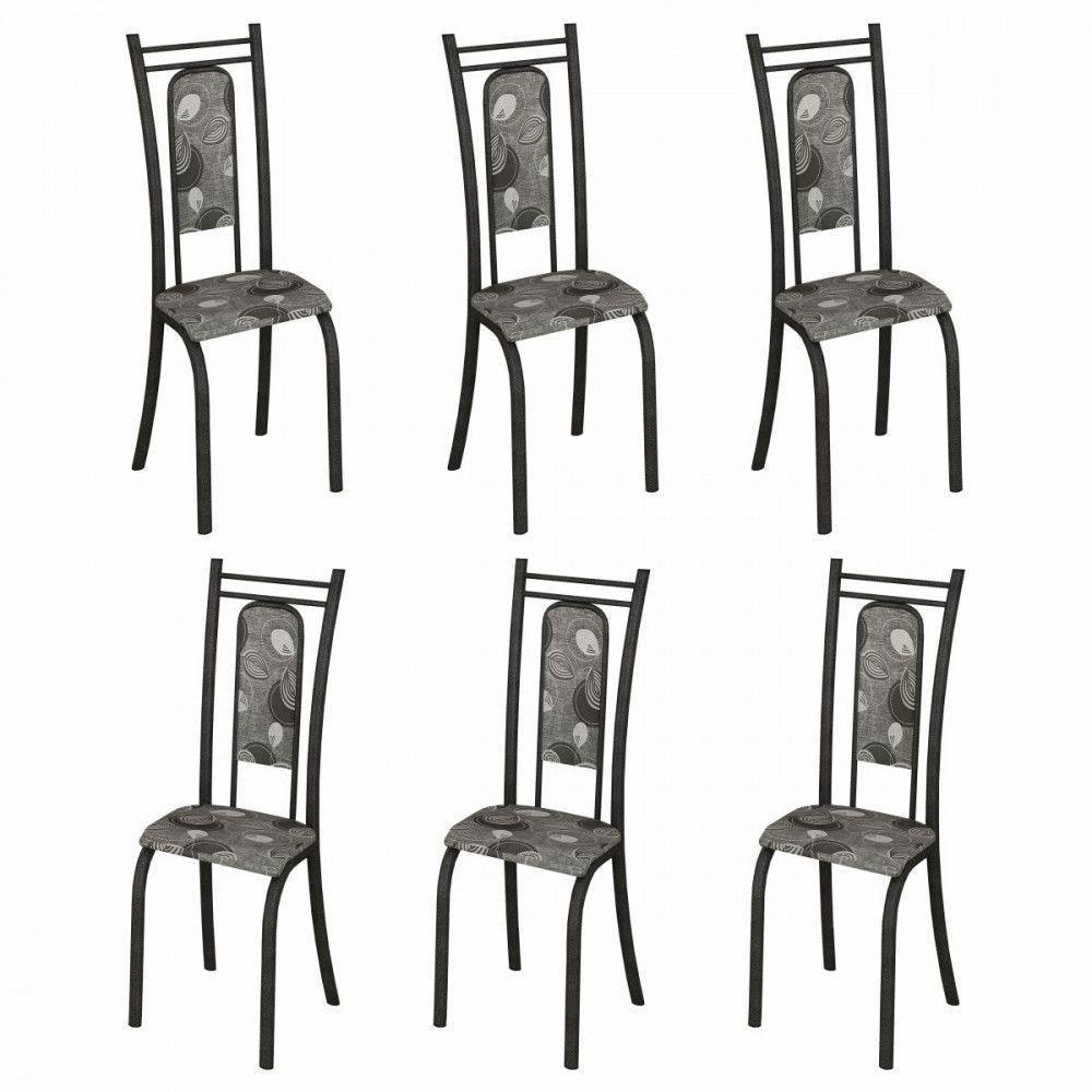 Conjunto Com 6 Cadeiras Paris Martelado Grafite Teixeira Grafite - 1