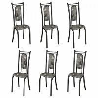 Conjunto Com 6 Cadeiras Paris Martelado Grafite Teixeira Grafite - 1