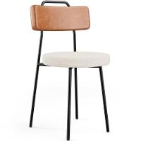 Cadeira Decorativa Estofada Para Sala De Jantar Barcelona L02 Couríssimo Camel Linho Cru - 1