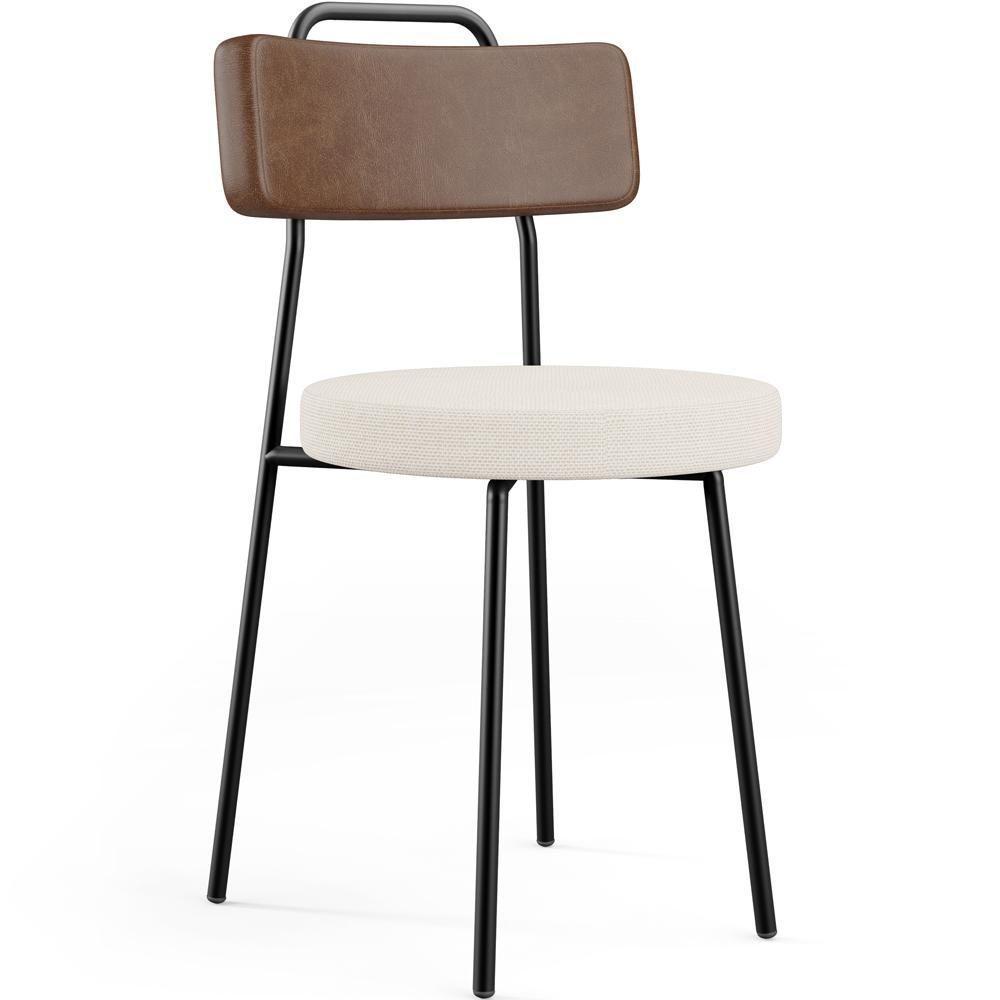 Cadeira Decorativa Estofada Para Sala De Jantar Barcelona L02 Couríssimo Marrom Linho Cru - 1