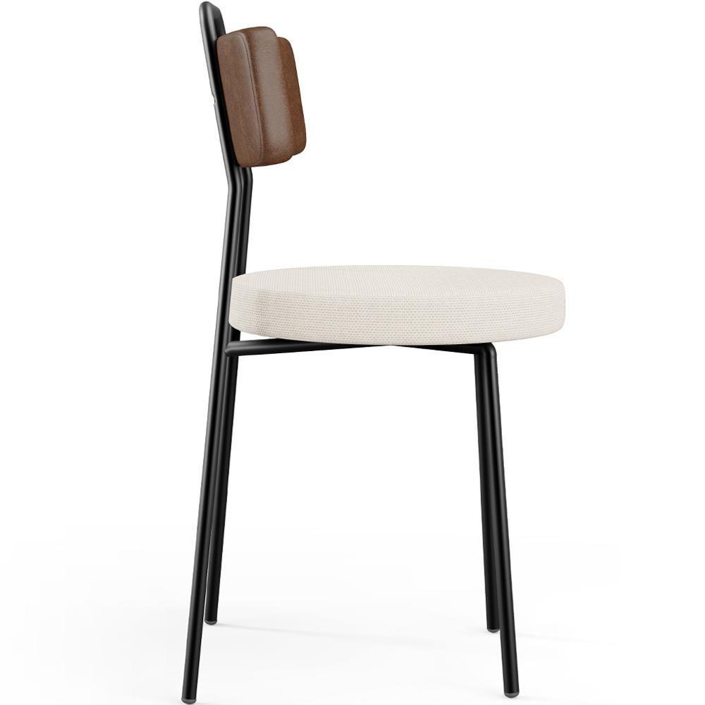 Cadeira Decorativa Estofada Para Sala De Jantar Barcelona L02 Couríssimo Marrom Linho Cru - 4