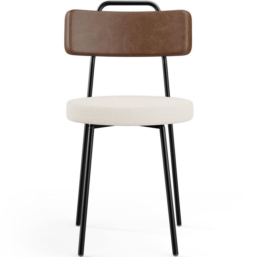 Cadeira Decorativa Estofada Para Sala De Jantar Barcelona L02 Couríssimo Marrom Linho Cru - 7