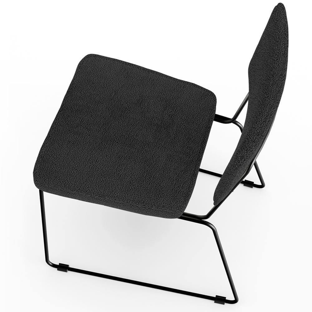 Cadeira Decorativa Estofada Para Sala De Jantar Base Em Aço Allana L02 Bouclê Preto - 2