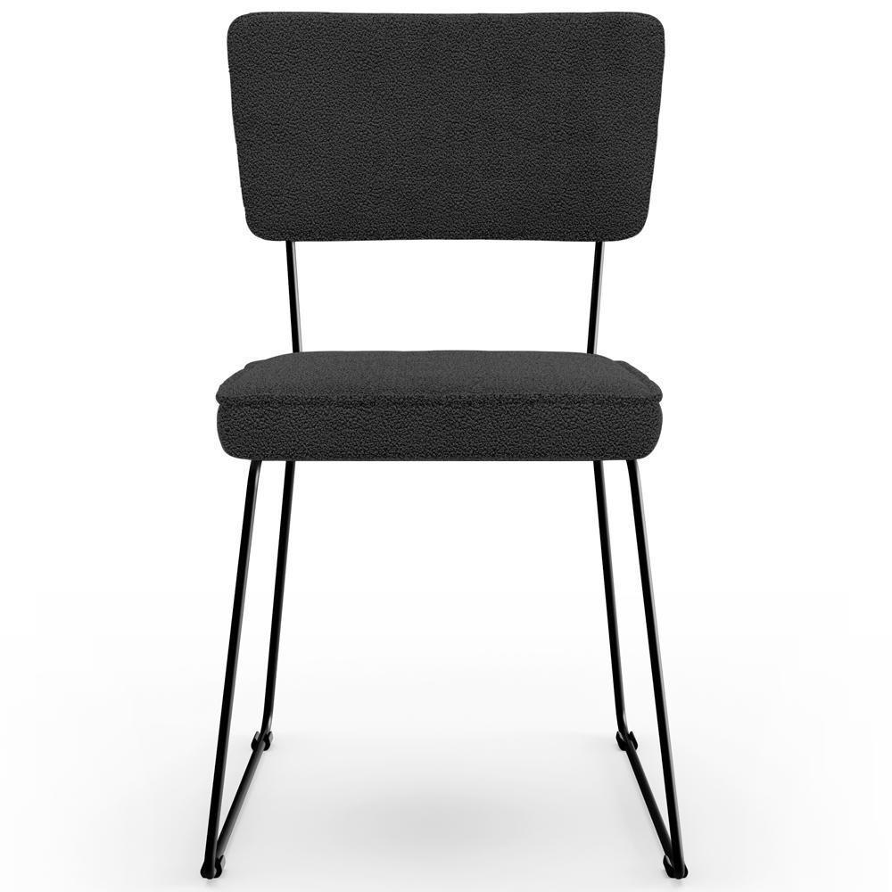 Cadeira Decorativa Estofada Para Sala De Jantar Base Em Aço Allana L02 Bouclê Preto - 7