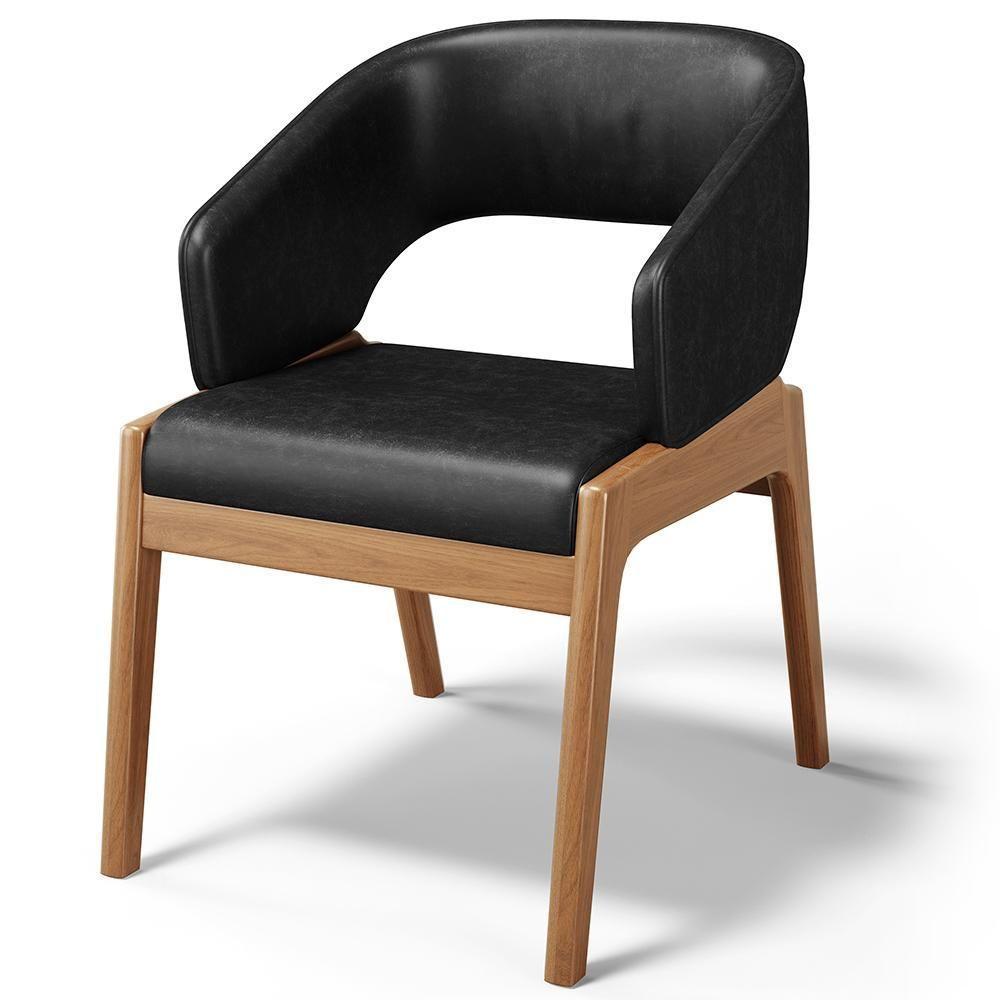 Kit 02 Cadeiras De Jantar E Estar Living Estofada Lince L02 Couríssimo Preto - 3