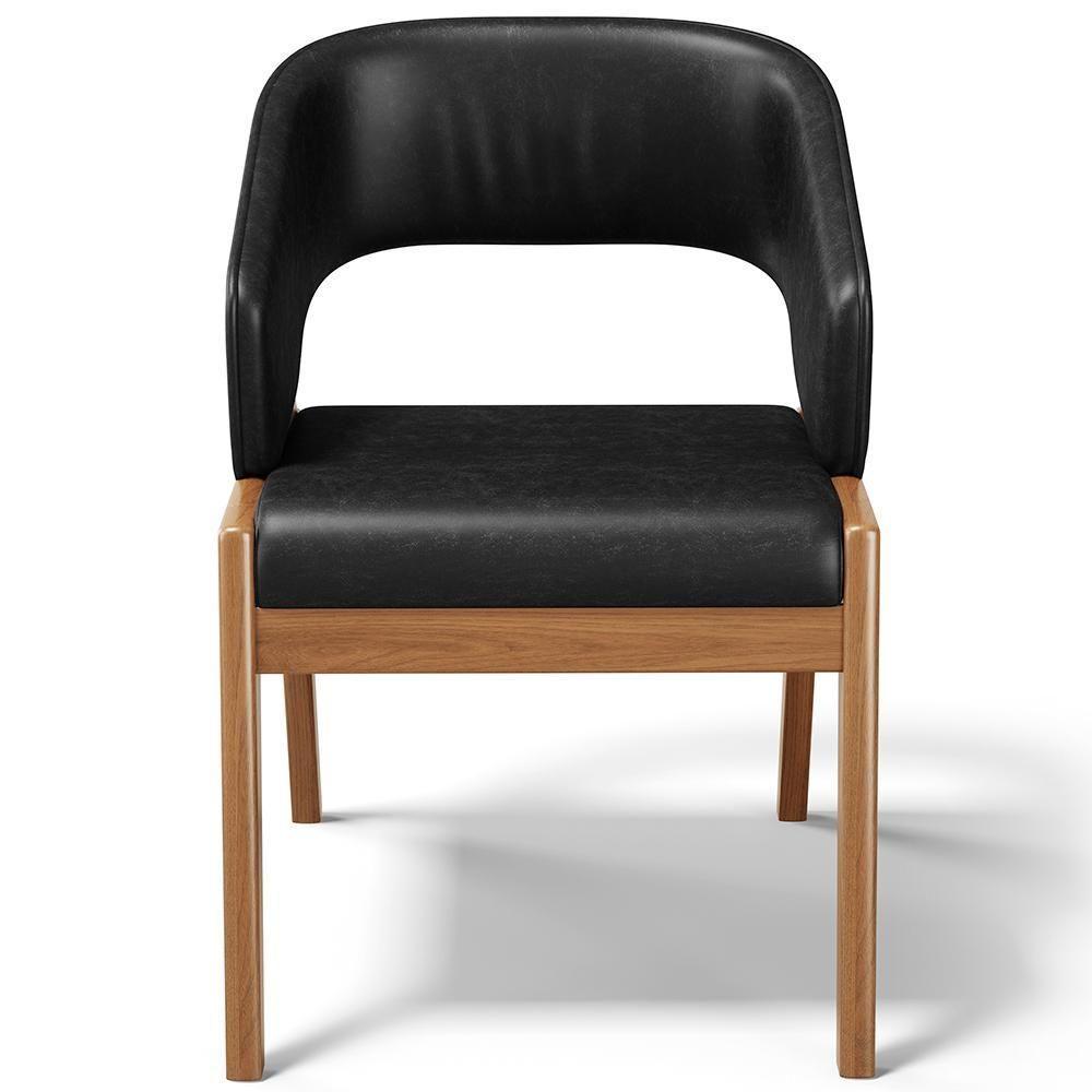 Kit 02 Cadeiras De Jantar E Estar Living Estofada Lince L02 Couríssimo Preto - 4