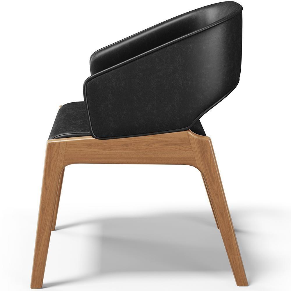 Kit 02 Cadeiras De Jantar E Estar Living Estofada Lince L02 Couríssimo Preto - 7