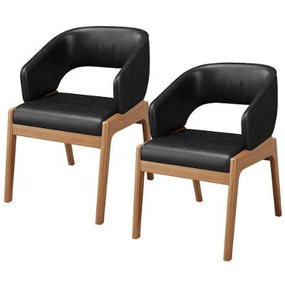 Kit 02 Cadeiras De Jantar E Estar Living Estofada Lince L02 Couríssimo Preto