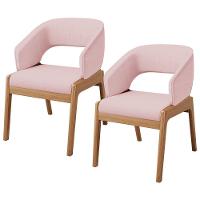 Kit 02 Cadeiras De Jantar E Estar Living Estofada Lince L02 Linho Rosê - 1