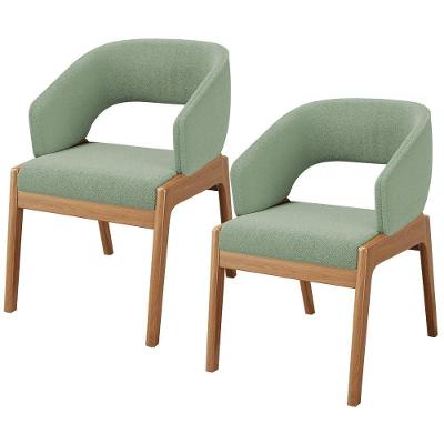 Kit 02 Cadeiras De Jantar E Estar Living Estofada Lince L02 Bouclê Oliva