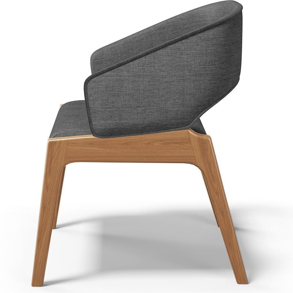 Cadeira De Jantar E Estar Living Estofada Lince L02 Linho Cinza Escuro - 5