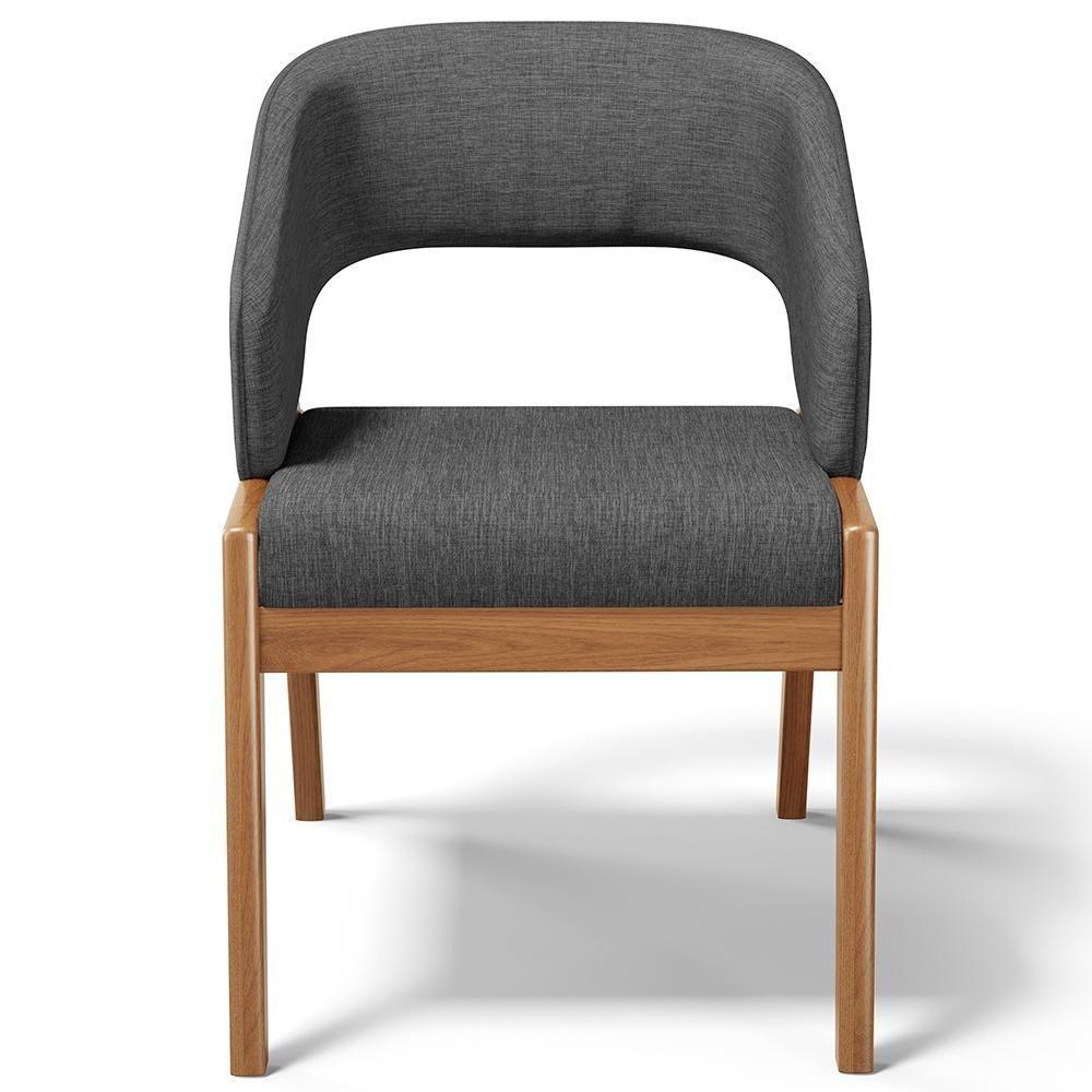 Cadeira De Jantar E Estar Living Estofada Lince L02 Linho Cinza Escuro - 6