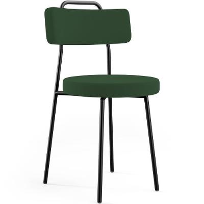 Cadeira Decorativa Estofada Para Sala De Jantar Barcelona L02 Suede Verde Musgo
