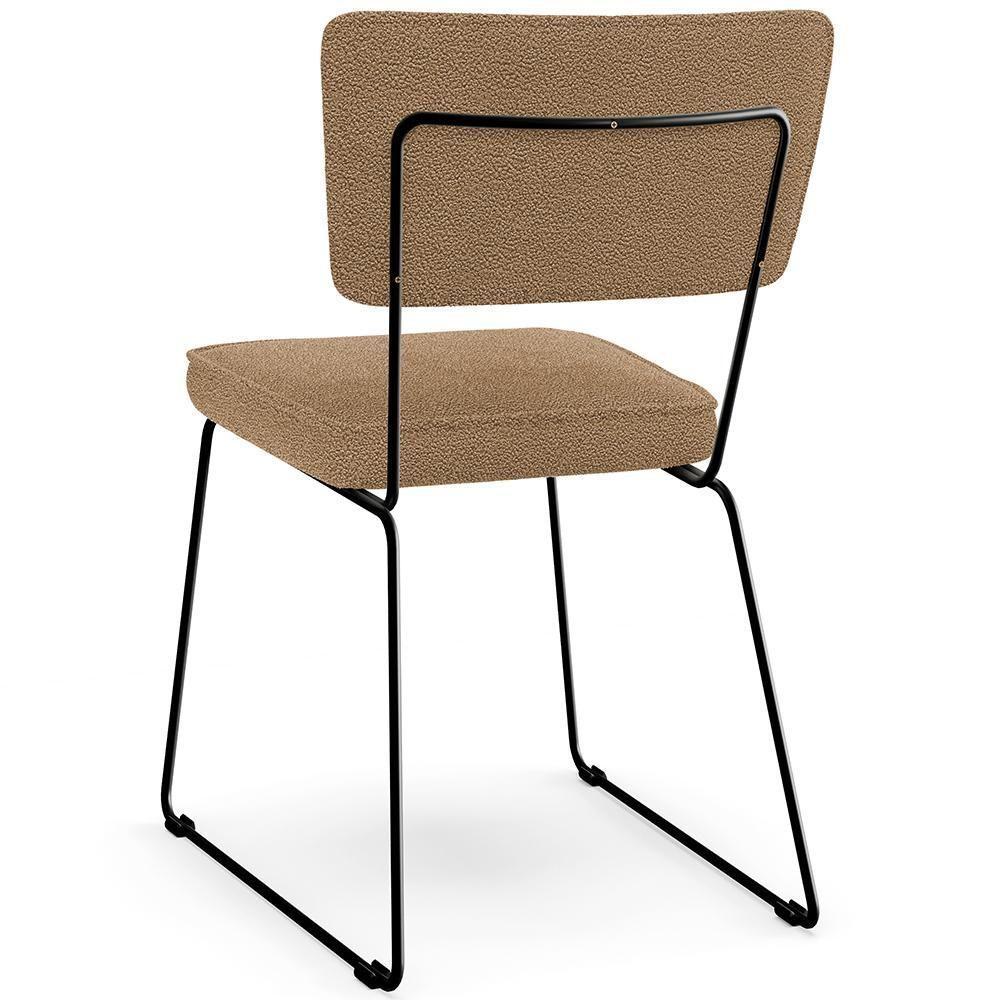 Cadeira Decorativa Estofada Para Sala De Jantar Base Em Aço Allana L02 Bouclê Mostarda - 2