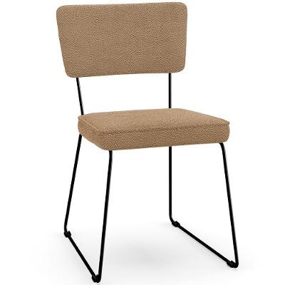 Cadeira Decorativa Estofada Para Sala De Jantar Base Em Aço Allana L02 Bouclê Mostarda