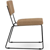 Cadeira Decorativa Estofada Para Sala De Jantar Base Em Aço Allana L02 Bouclê Mostarda - 3