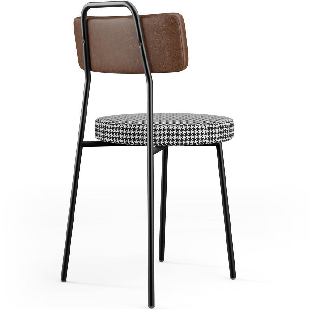 Cadeira Decorativa Estofada Para Sala De Jantar Barcelona L02 Couríssimo Marrom Pied Poule - 2