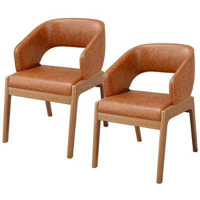 Kit 02 Cadeiras De Jantar E Estar Living Estofada Lince L02 Couríssimo Camel