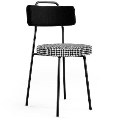 Cadeira para Cozinha Sala de Jantar Barcelona L02 Estrutura em Aço Estofada em Couríssimo Preto
