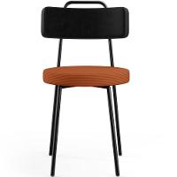 Cadeira Decorativa Estofada Para Sala Jantar Barcelona L02 Couríssimo Preto Tecido Terracota - 6