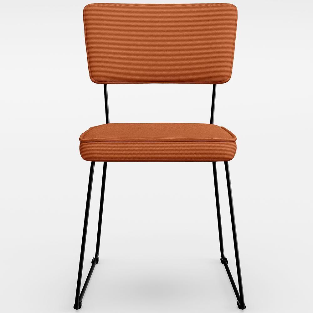 Cadeira Decorativa Estofada Para Sala De Jantar Base Em Aço Allana L02 Tecido Terracota - 4
